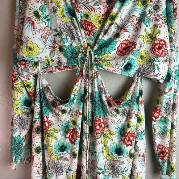 AFRM-Monique Teal Garden Midi Dress Cut-Out Details Sz 3x - Picture 5 of 10